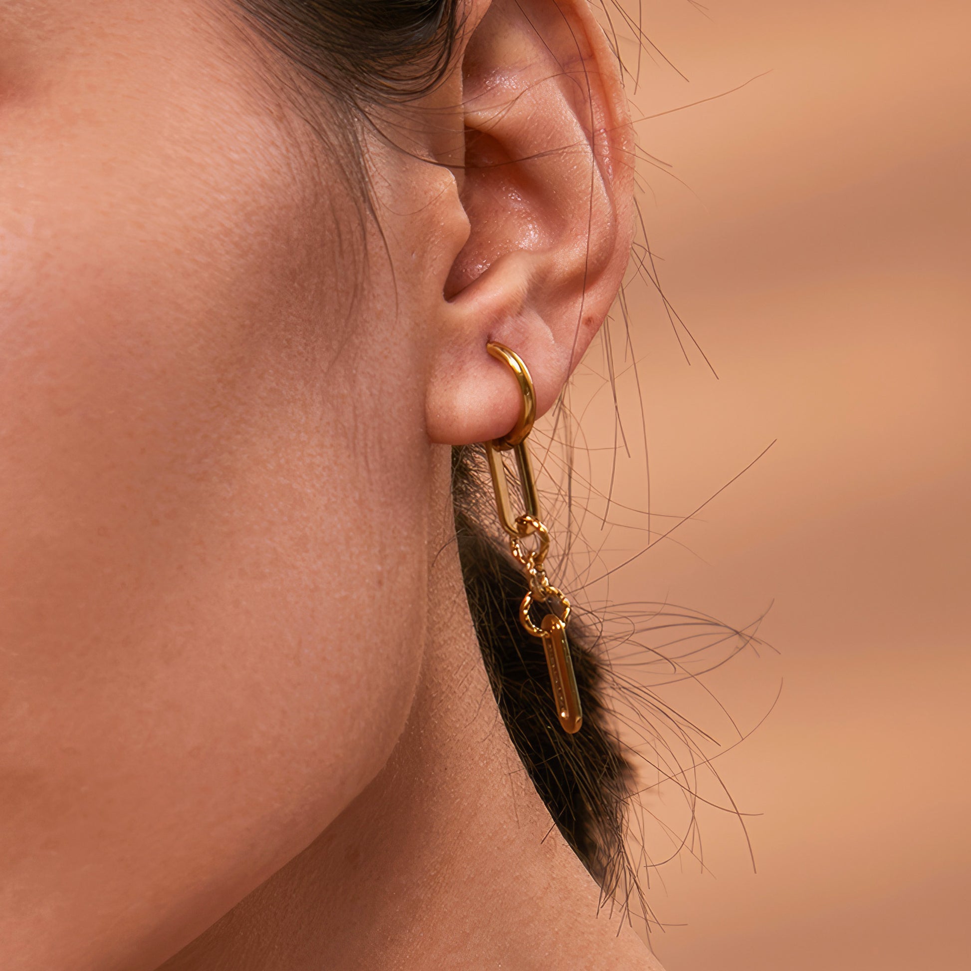 Chain Link Drop Earrings - Gold - Detail View - Ohh Glam