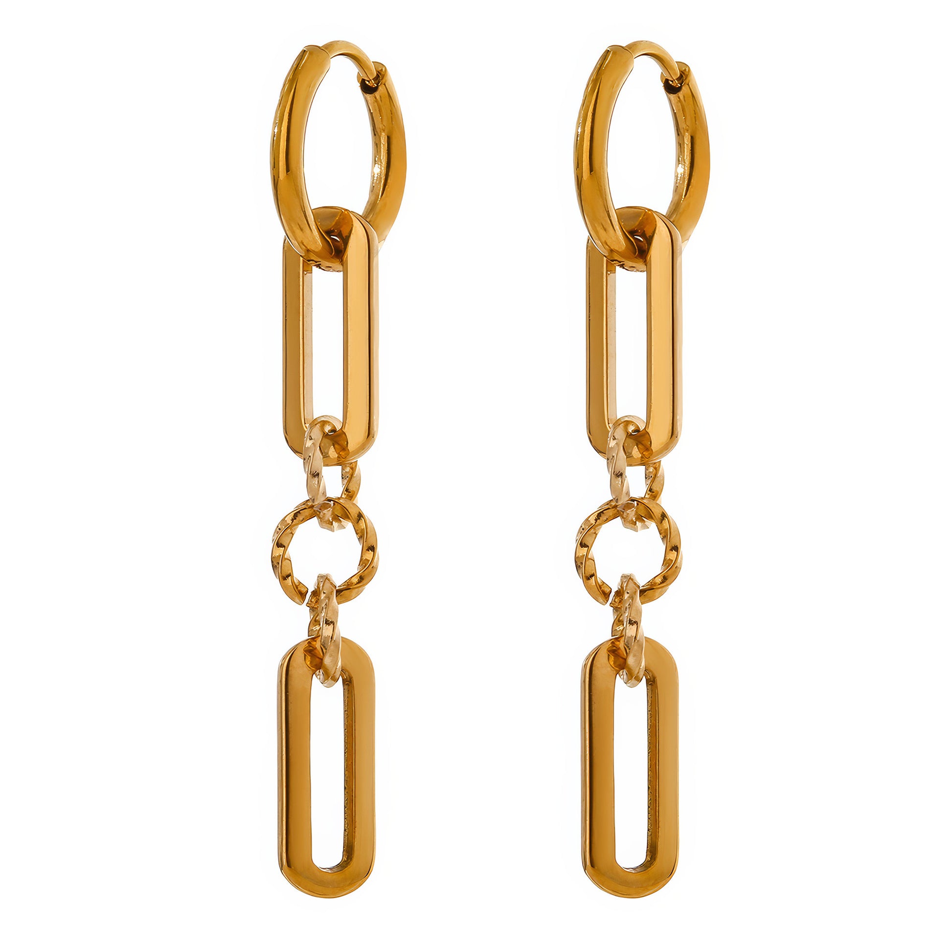 Chain Link Drop Earrings - Gold - Front View - Ohh Glam