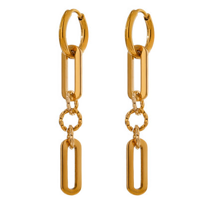 Chain Link Drop Earrings - Gold - Front View - Ohh Glam