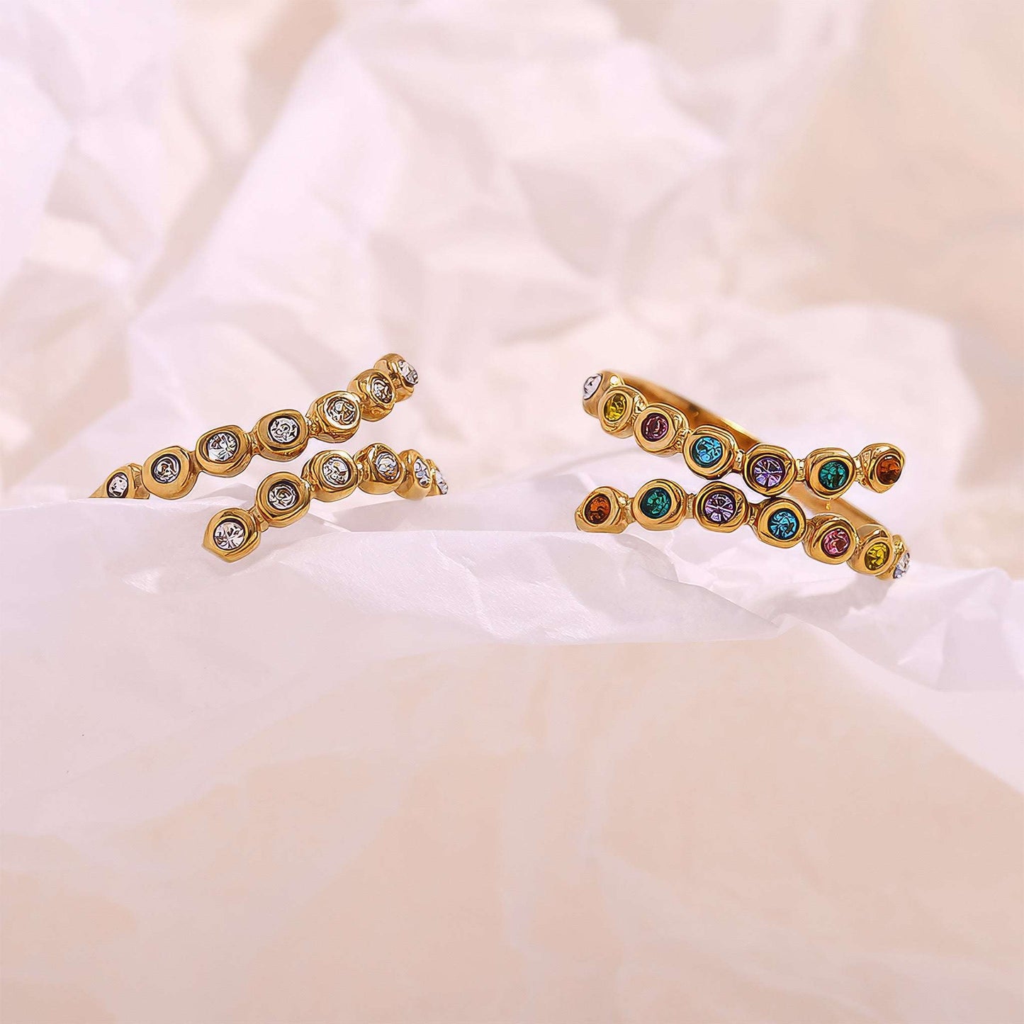 Crossing Paths Ring - Gold - Side View - Ohh Glam