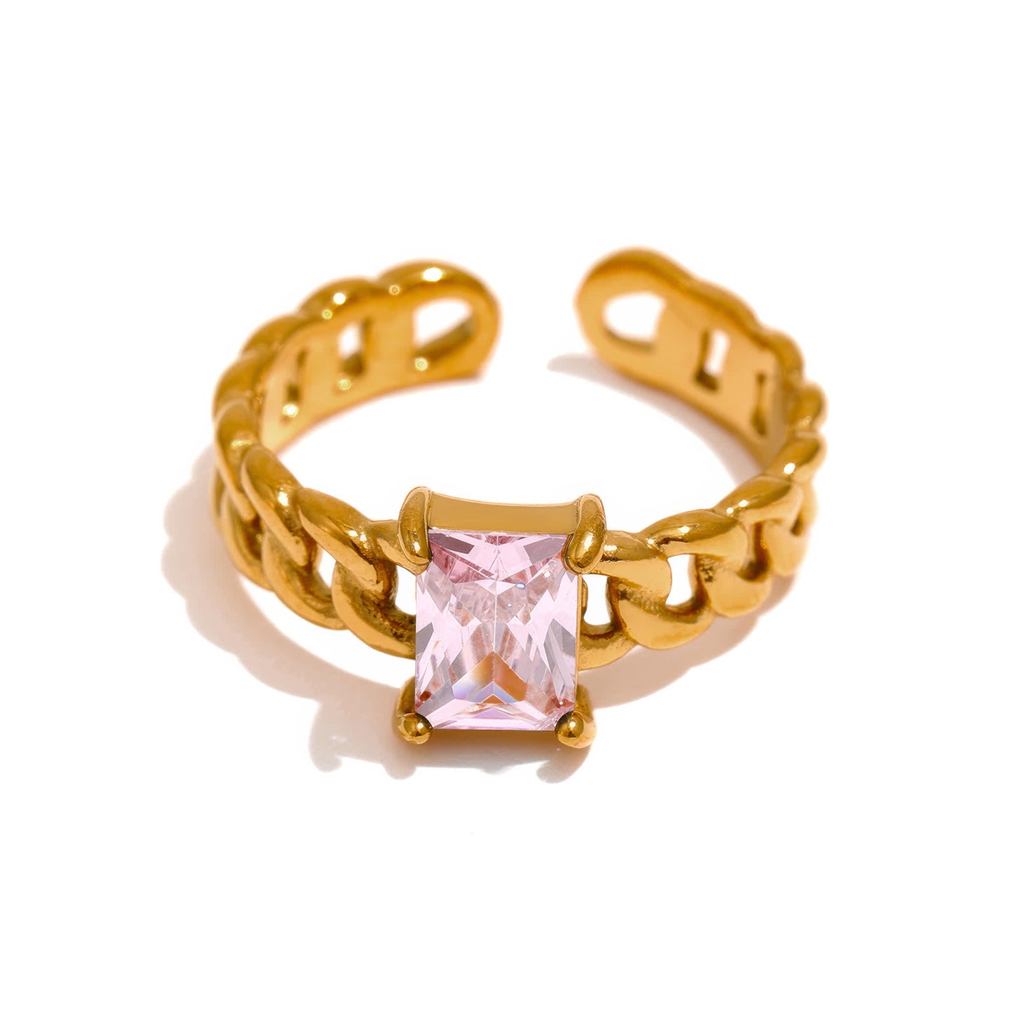 Crystal Chain Ring - Gold - Additional View - Ohh Glam