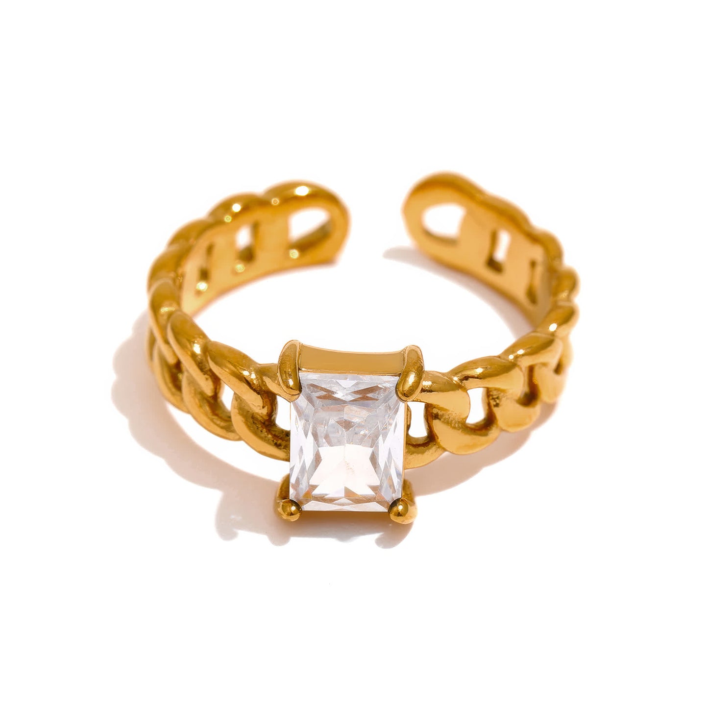 Crystal Chain Ring - Gold - Additional View - Ohh Glam