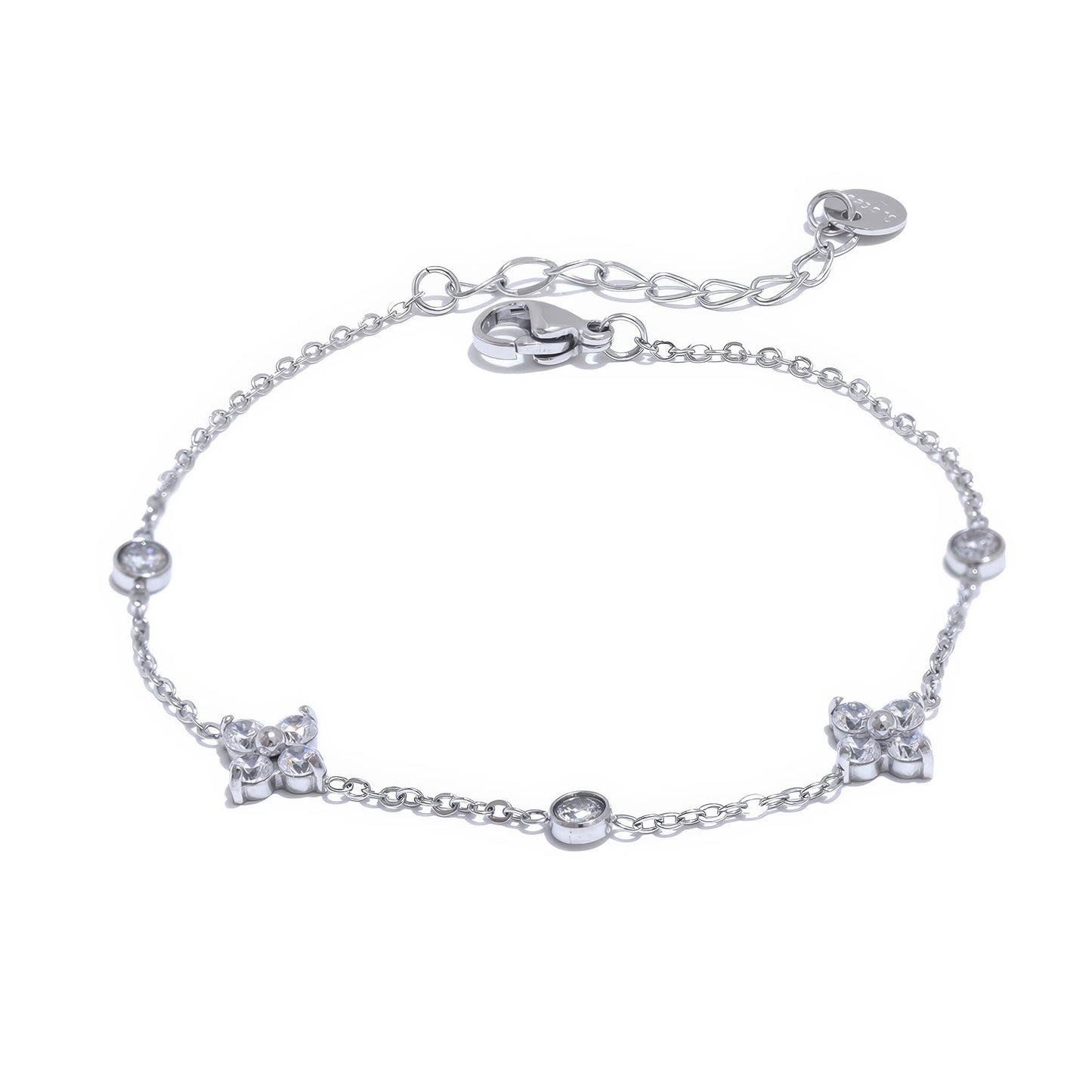 LUNA CZ Flower Chain Bracelet - Gold - Additional View - Ohh Glam