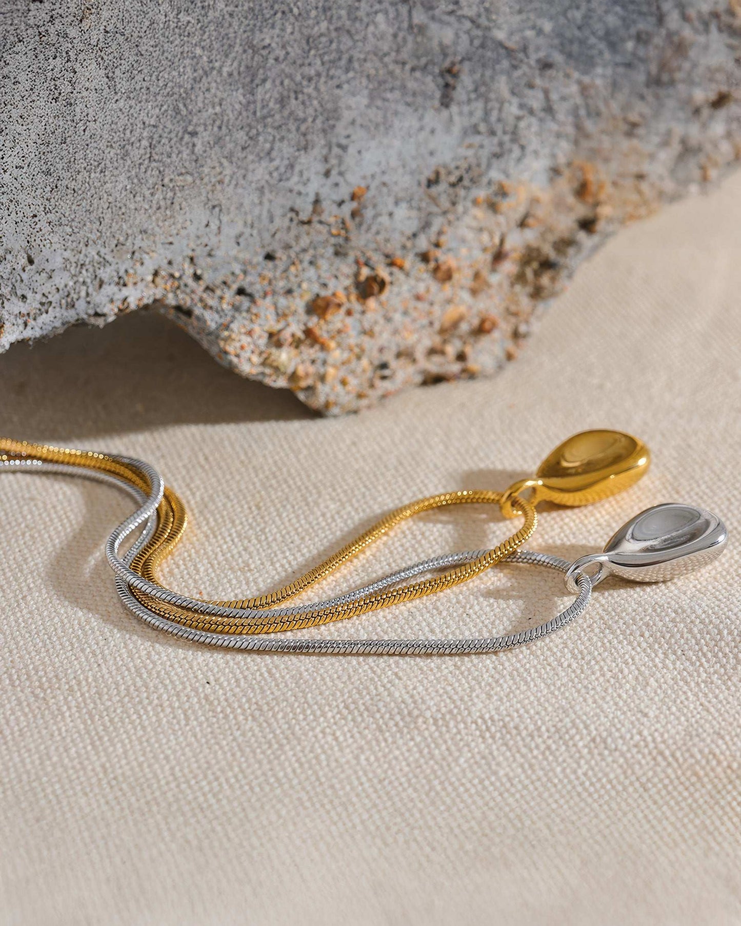 DROPLET Modern Pendant Necklace - Gold - Back View - Ohh Glam