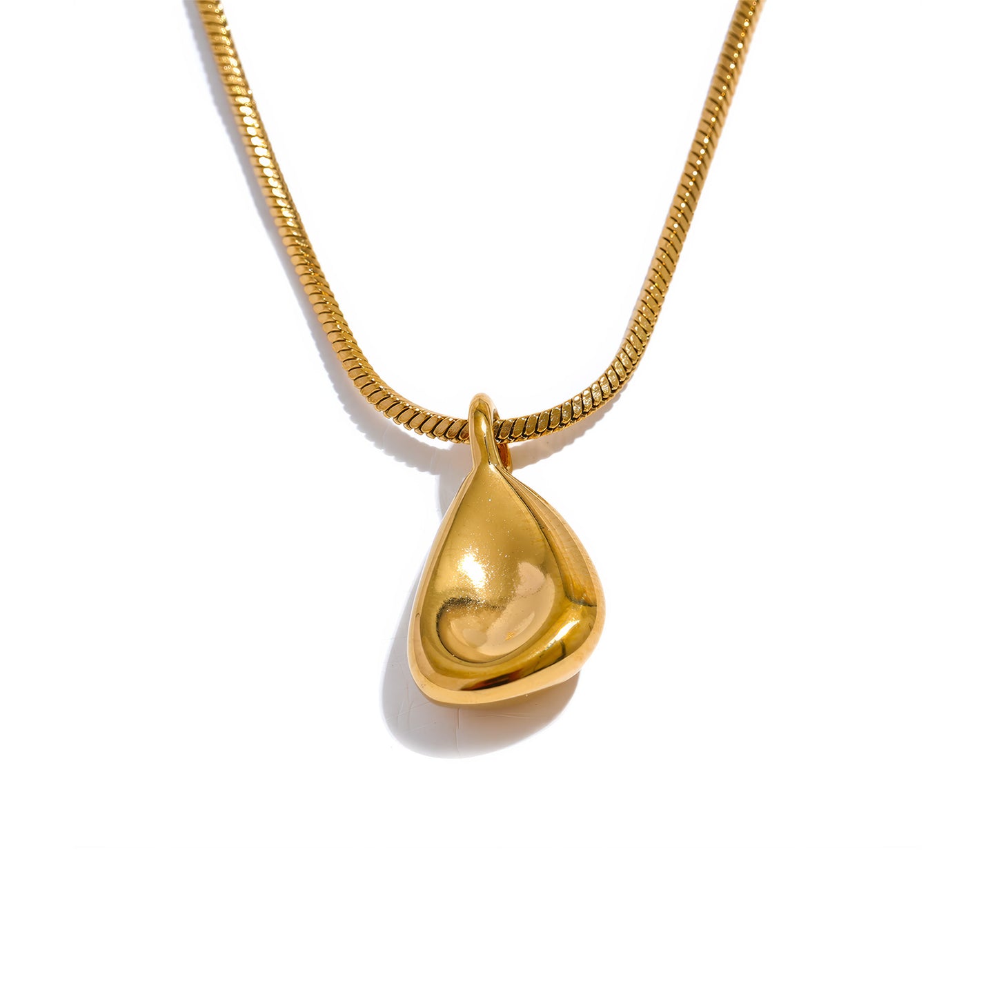 DROPLET Modern Pendant Necklace - Gold - Front View - Ohh Glam