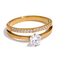 Double Band Solitaire Ring