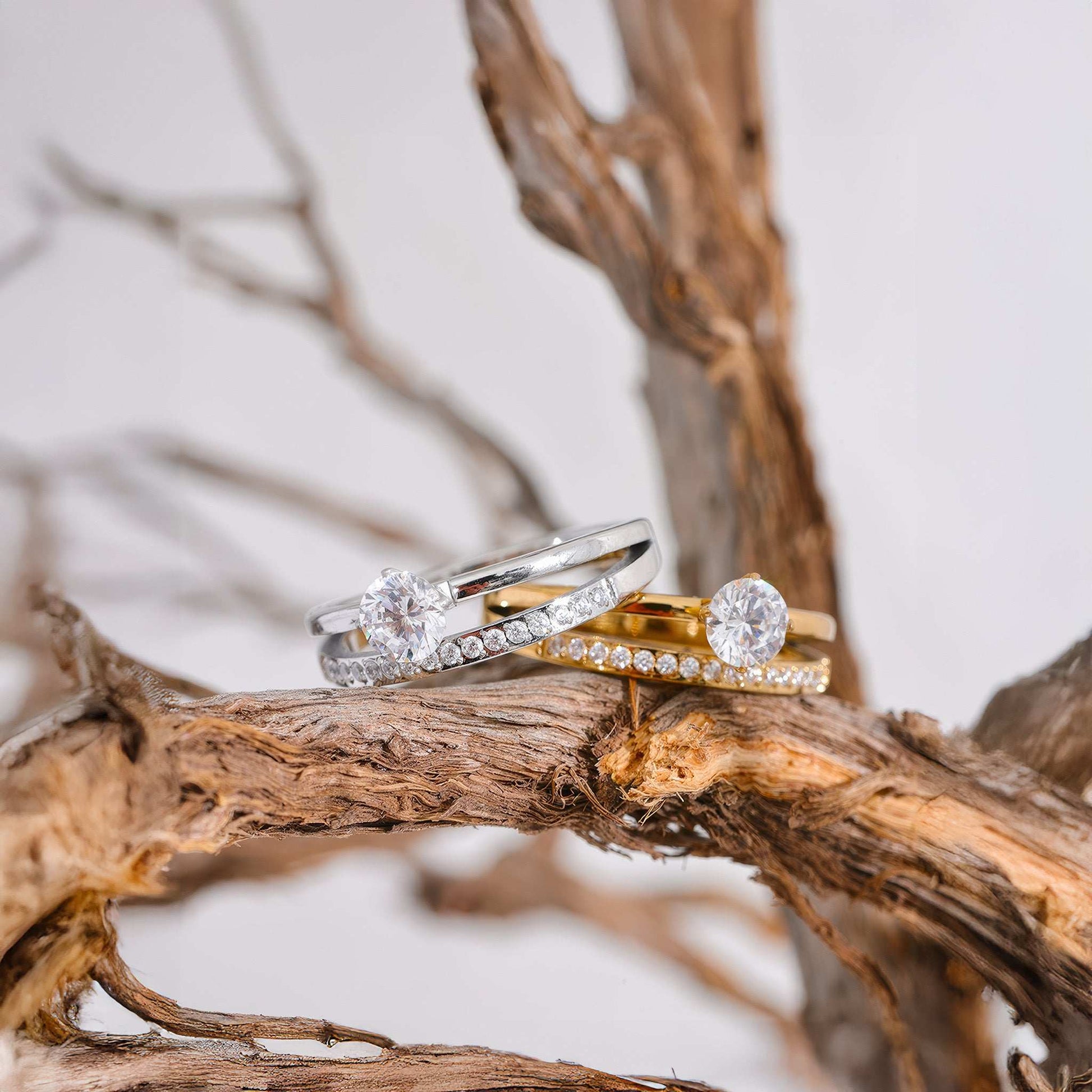 Double Band Solitaire Ring - Gold - Additional View - Ohh Glam