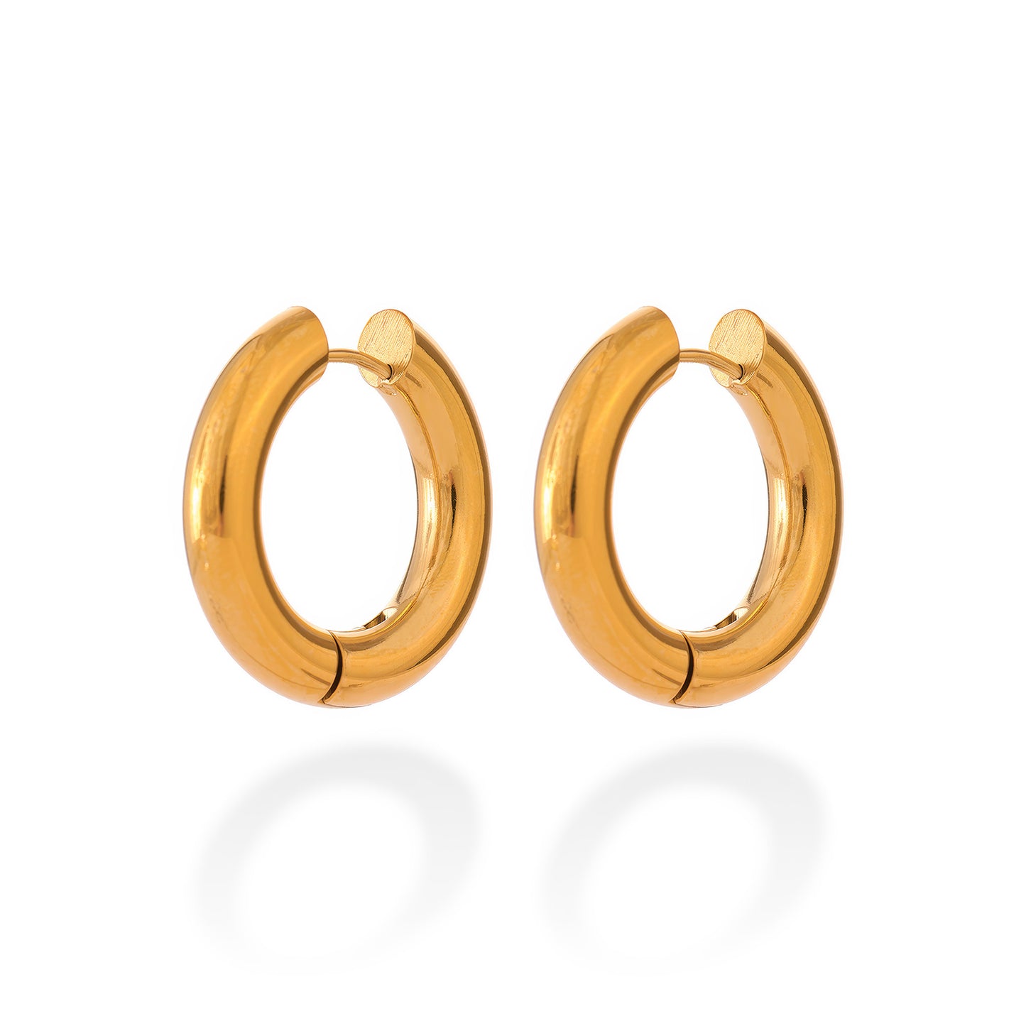 LUNA Minimalist Hollow Hoop Earrings - Gold - Front View - Ohh Glam