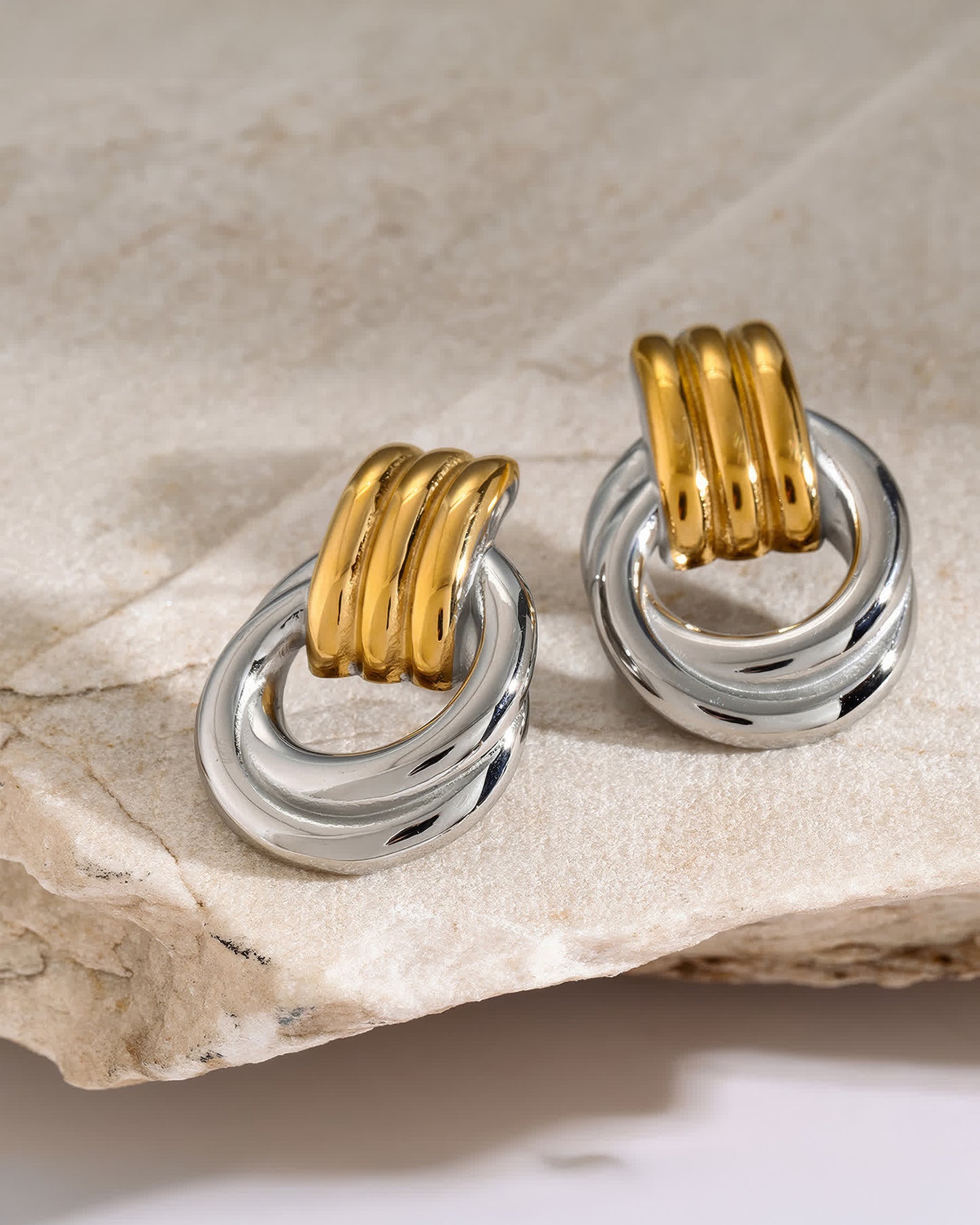 ECLIPSE Spiral Statement Earrings - Gold - Additional View - Ohh Glam
