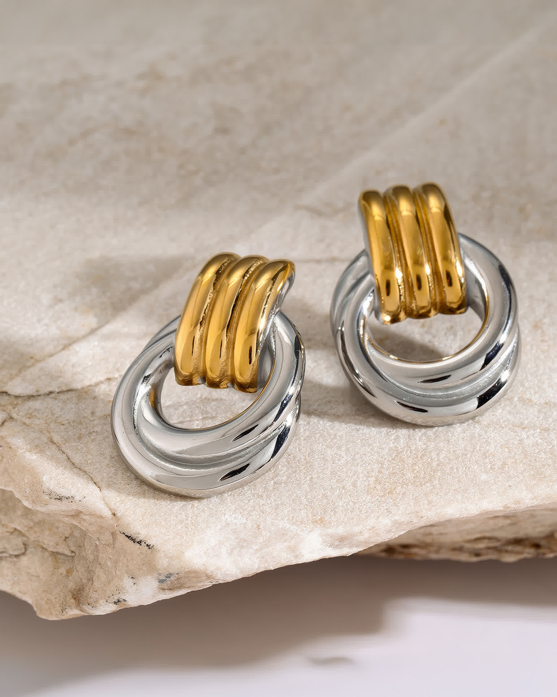 ECLIPSE Spiral Statement Earrings - Gold - Additional View - Ohh Glam