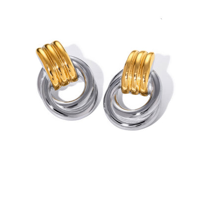 ECLIPSE Spiral Statement Earrings - Gold - Additional View - Ohh Glam