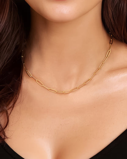 EMMA Paperclip Chain Necklace - Gold - Detail View - Ohh Glam