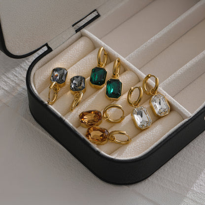 Emerald Drop Huggies - Gold - Additional View - Ohh Glam