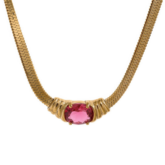 Emerald Snake Chain Necklace - Ohh Glam