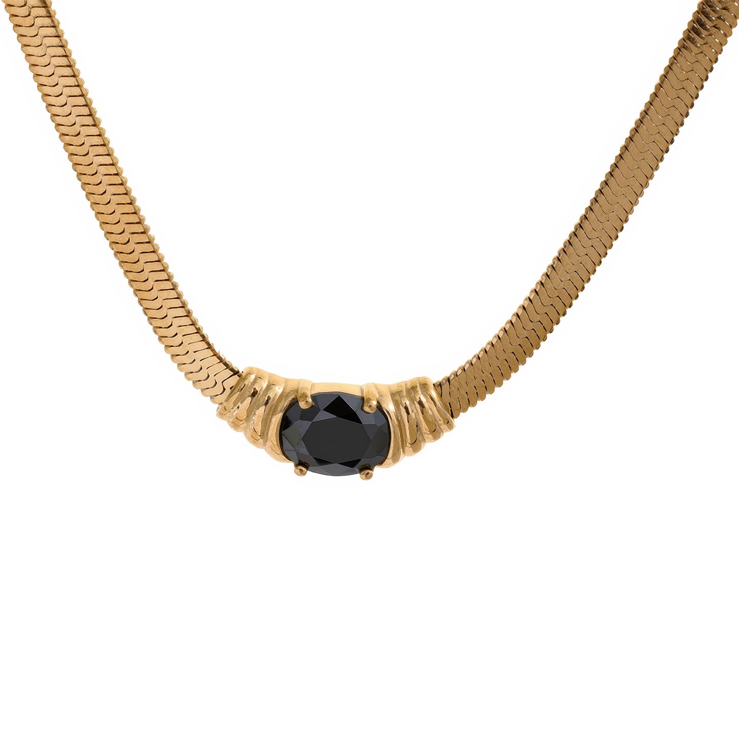 Emerald Snake Chain Necklace - Gold - Additional View - Ohh Glam