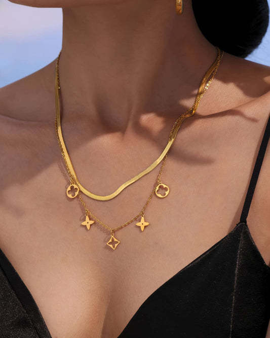 FLORA Layered Charm Necklace - Ohh Glam