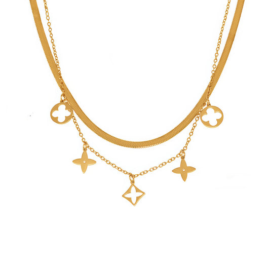 FLORA Layered Charm Necklace - Ohh Glam