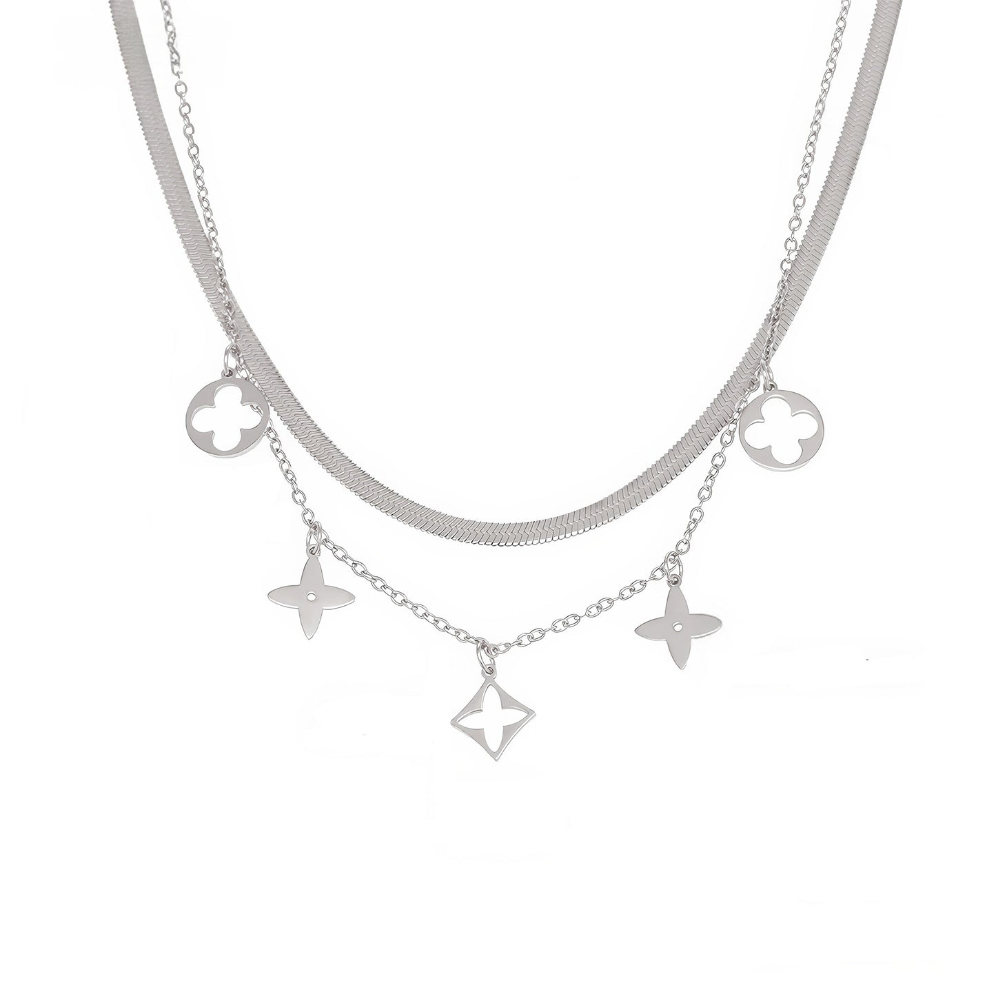 FLORA Layered Charm Necklace - Gold - Additional View - Ohh Glam