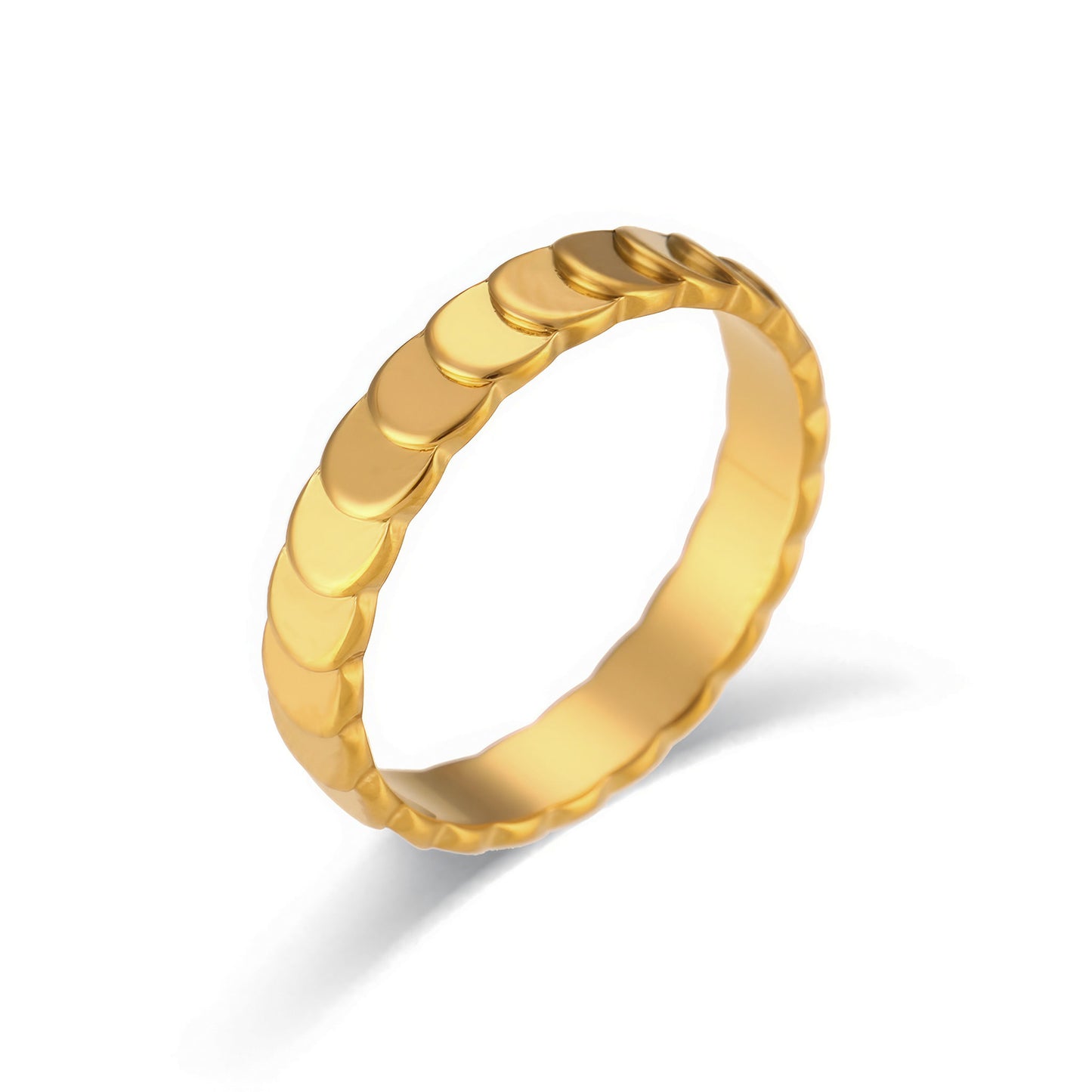 Fish Scale Band Ring - Gold - Front View - Ohh Glam
