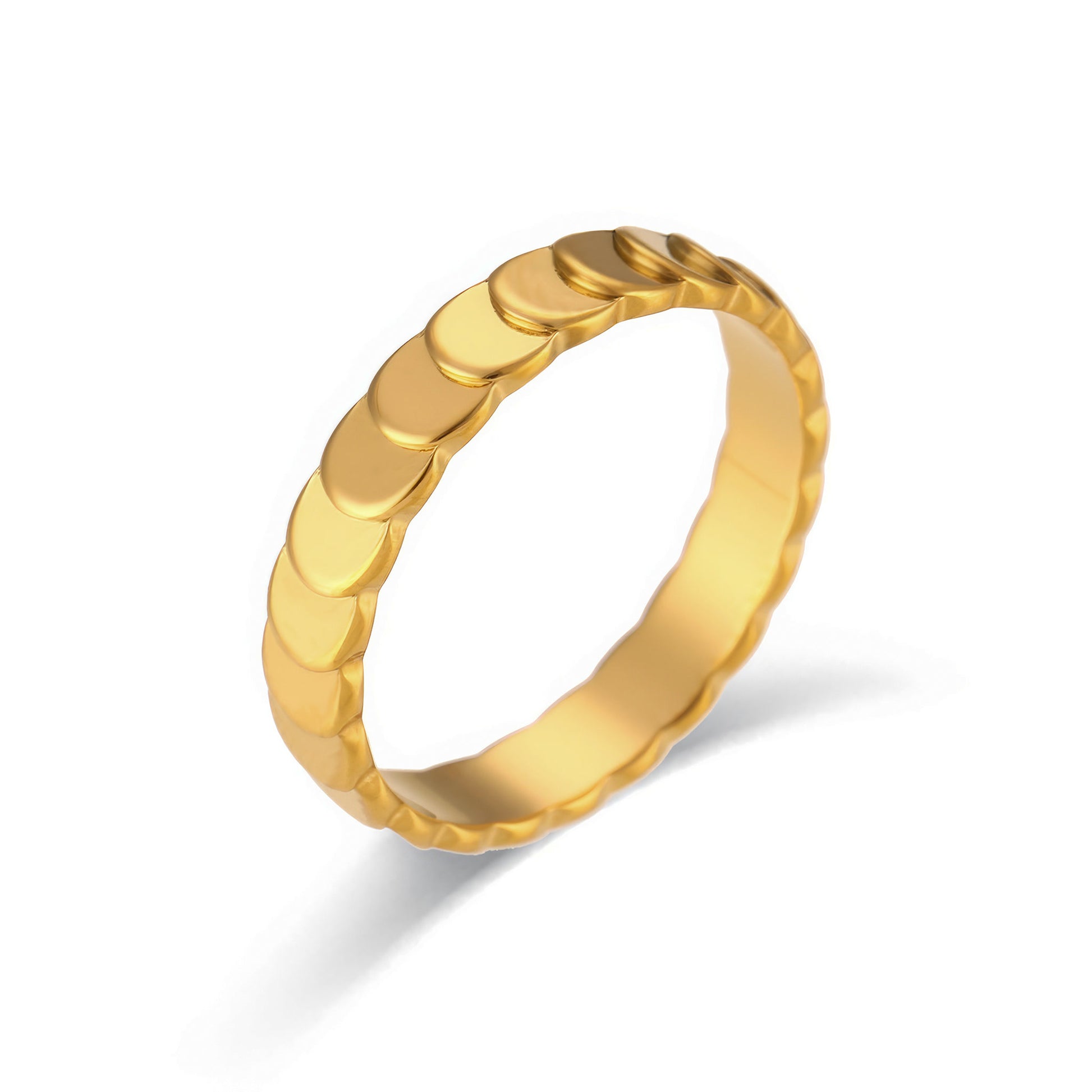 Fish Scale Band Ring - Gold - Front View - Ohh Glam