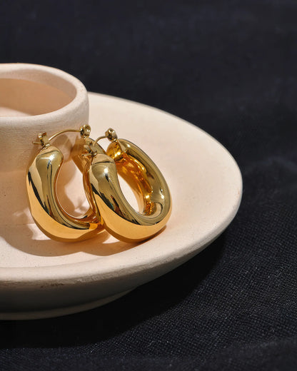 GLINT Chunky Hoops - Gold - Additional View - Ohh Glam