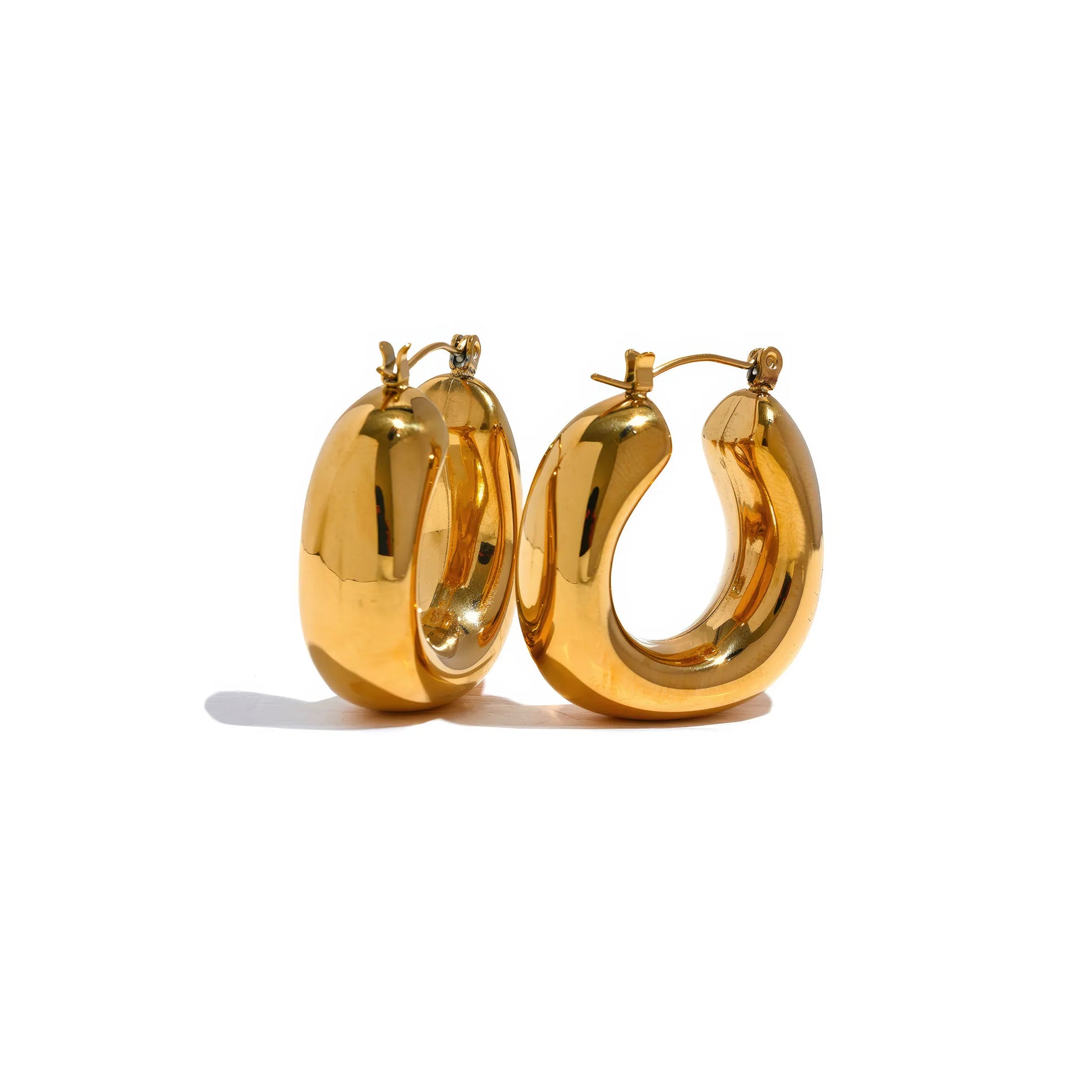 GLINT Chunky Hoops - Gold - Front View - Ohh Glam