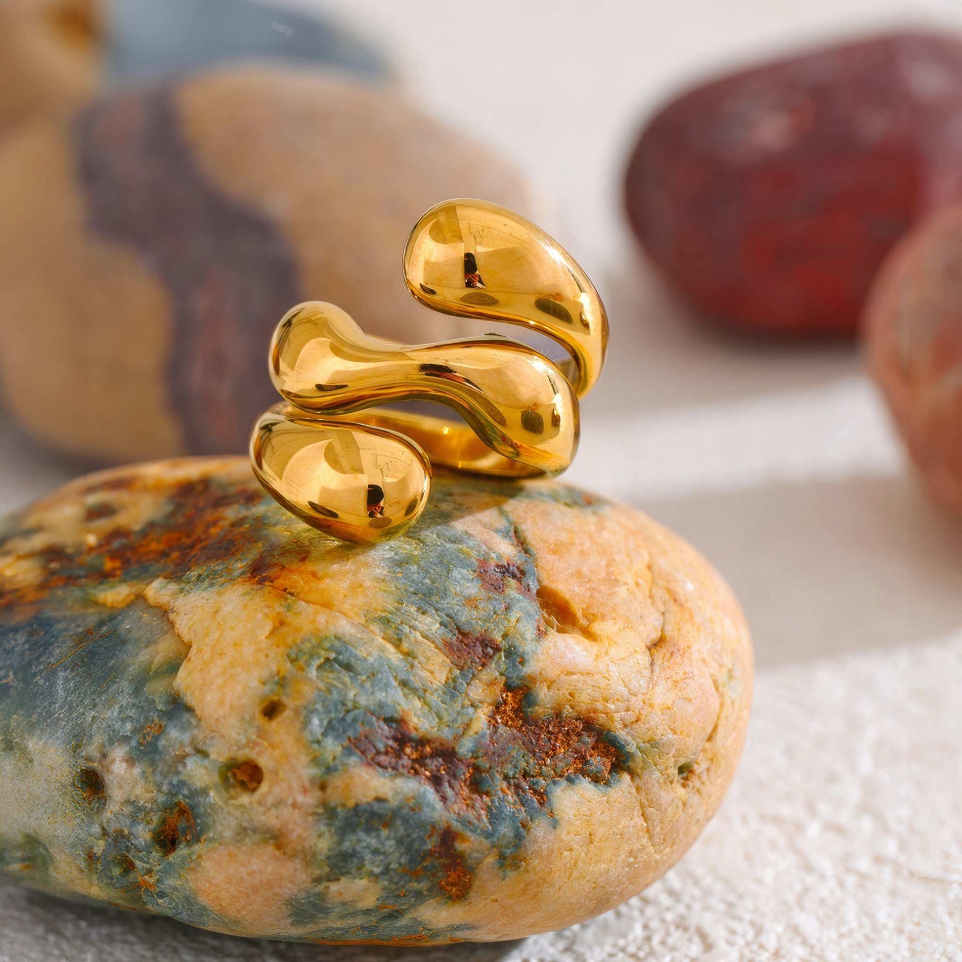 Fluid Waves Ring - Gold - Additional View - Ohh Glam
