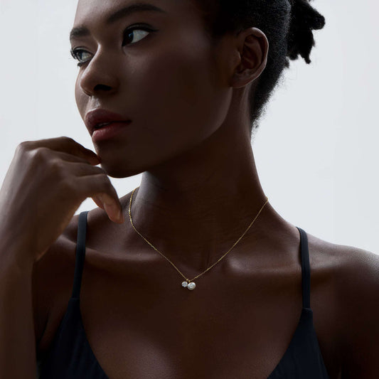 Pearl & Crystal Duo Necklace - Ohh Glam