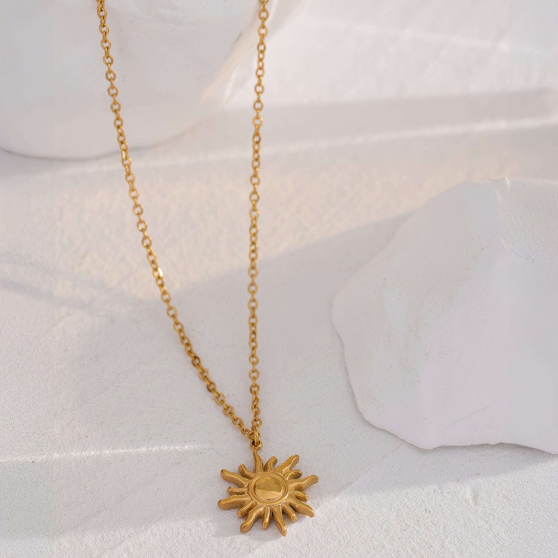 Golden Sun Pendant Necklace - Gold - Additional View - Ohh Glam