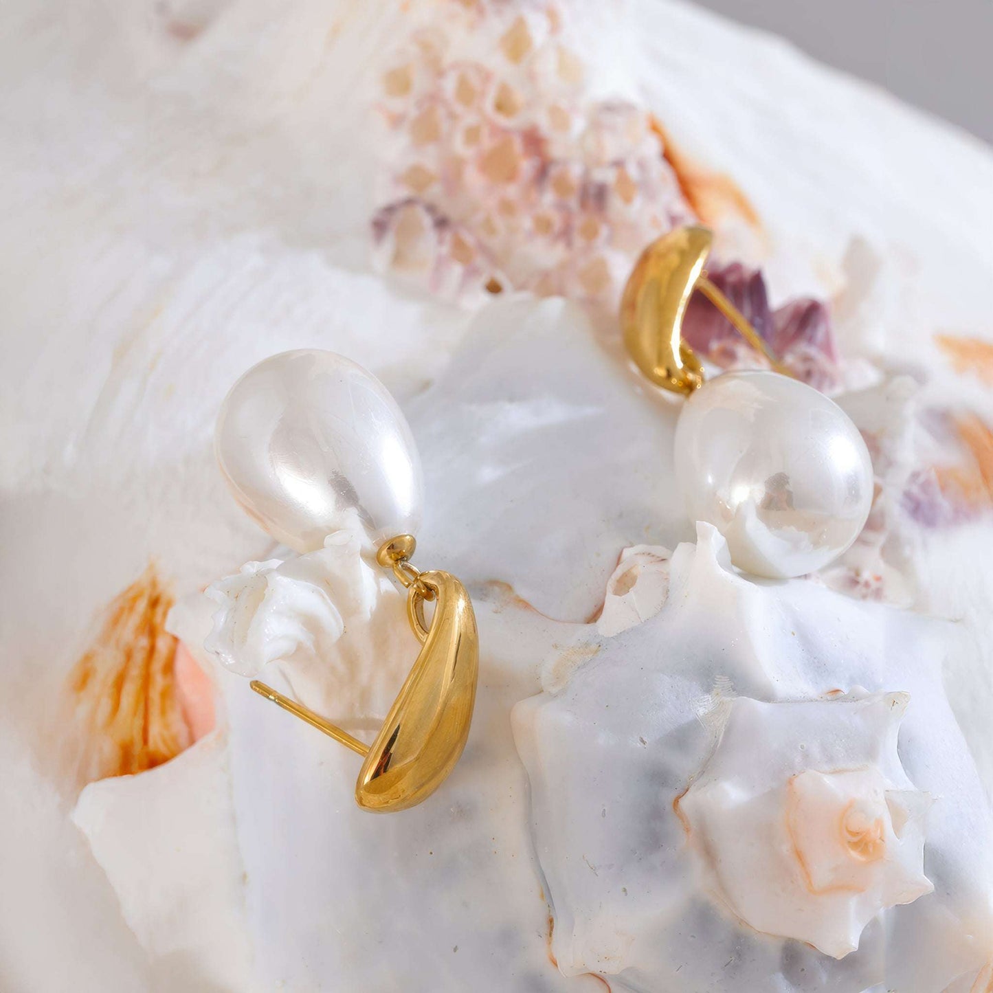 Pearl Teardrop Earrings - Gold - Additional View - Ohh Glam