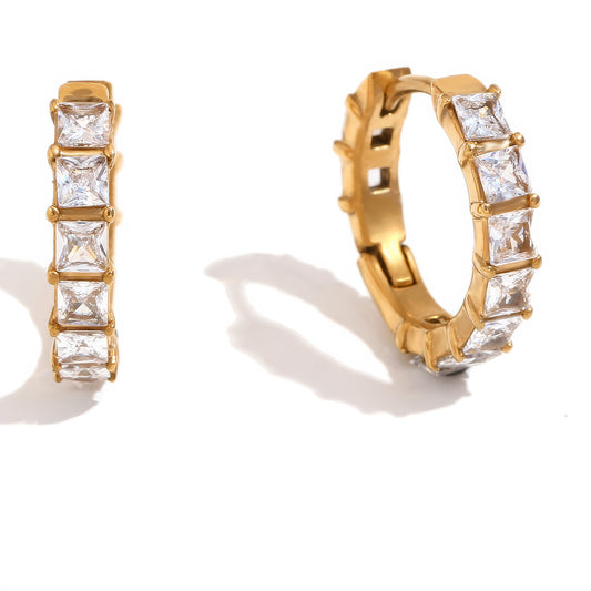 Elegant Gold Rhinestone Huggie Earrings - Ohh Glam