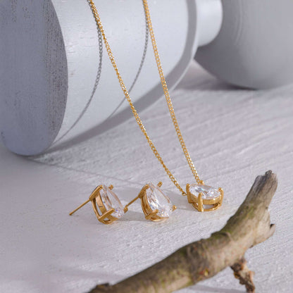 Crystalline Teardrop Studs - Gold - Detail View - Ohh Glam