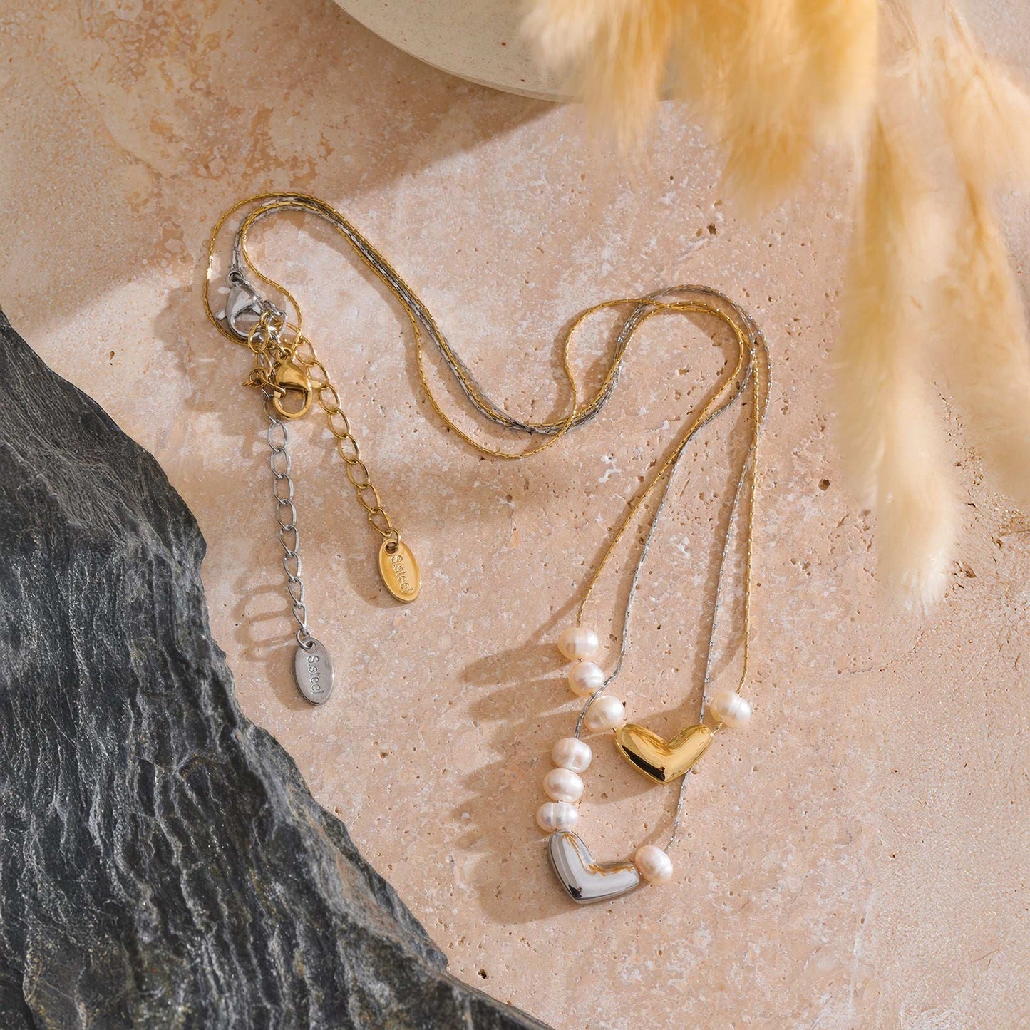 Pearl Heart Romance Necklace - Gold - Additional View - Ohh Glam