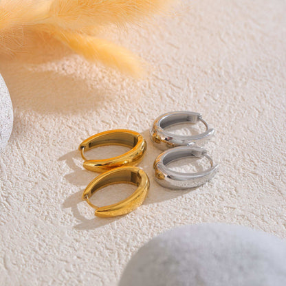 U-Shape Hoop Earrings - Gold - Back View - Ohh Glam