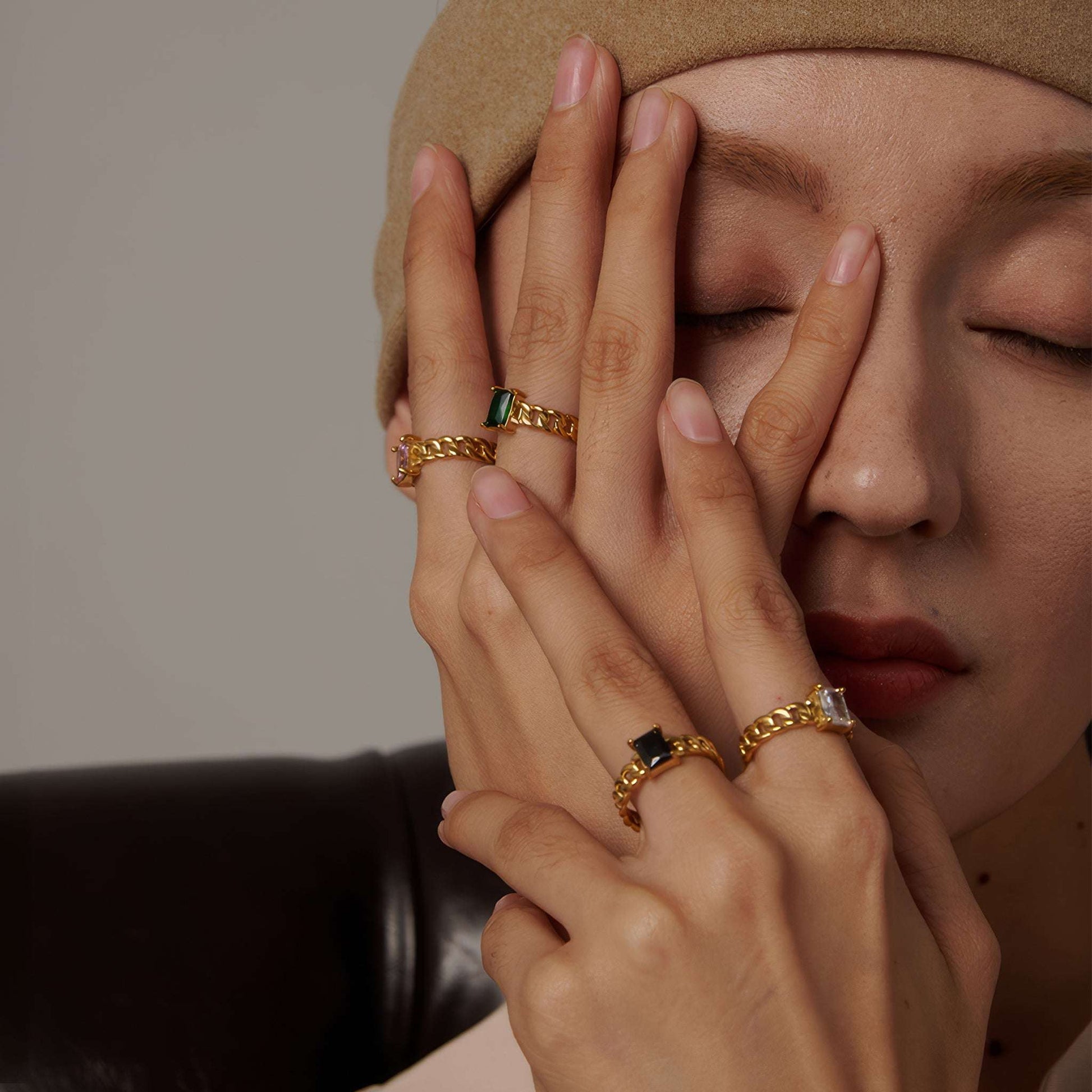 Crystal Chain Ring - Gold - Additional View - Ohh Glam