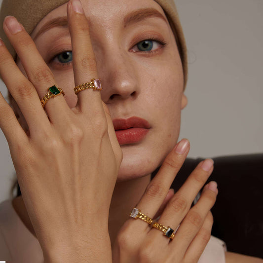 Crystal Chain Ring - Ohh Glam