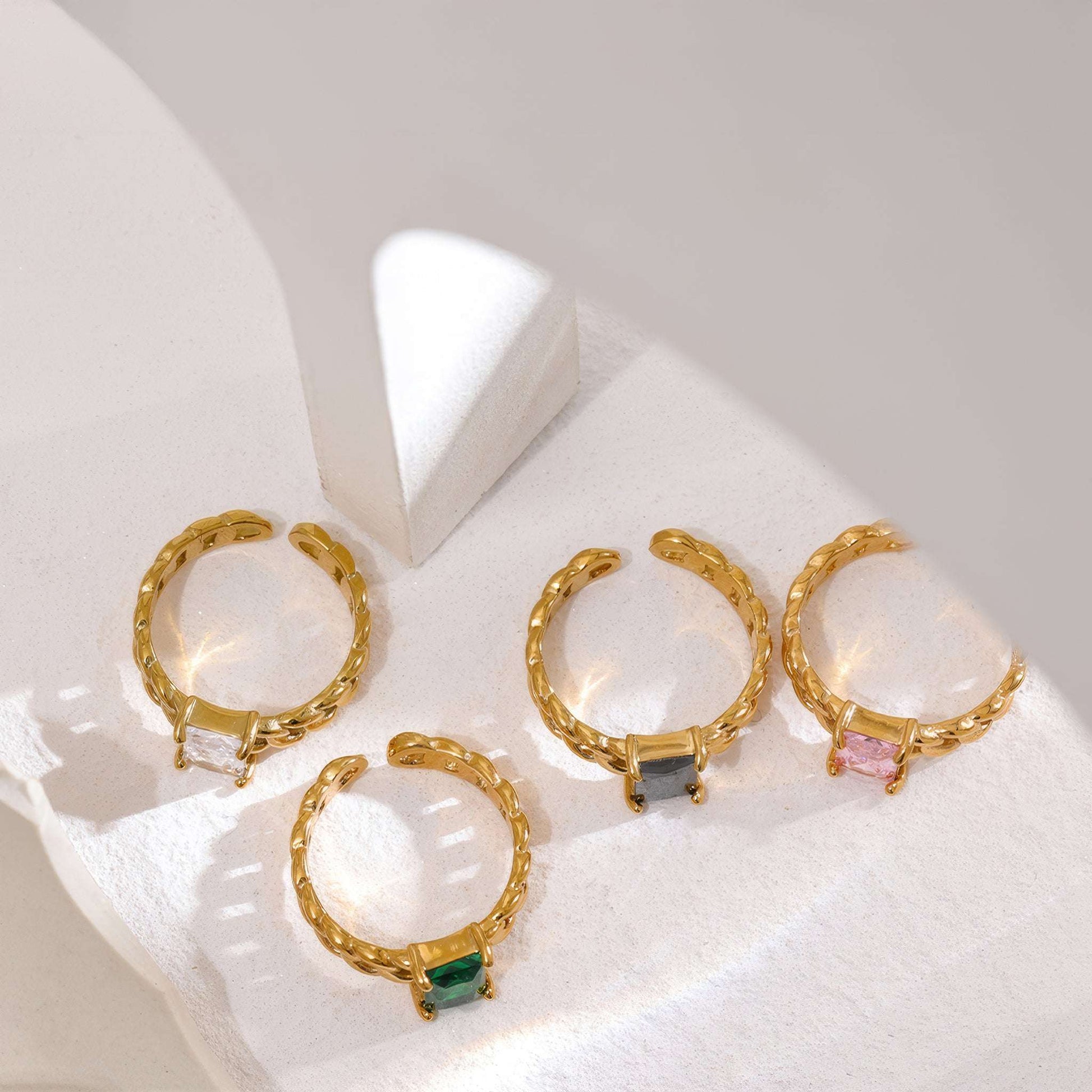 Crystal Chain Ring - Gold - Additional View - Ohh Glam