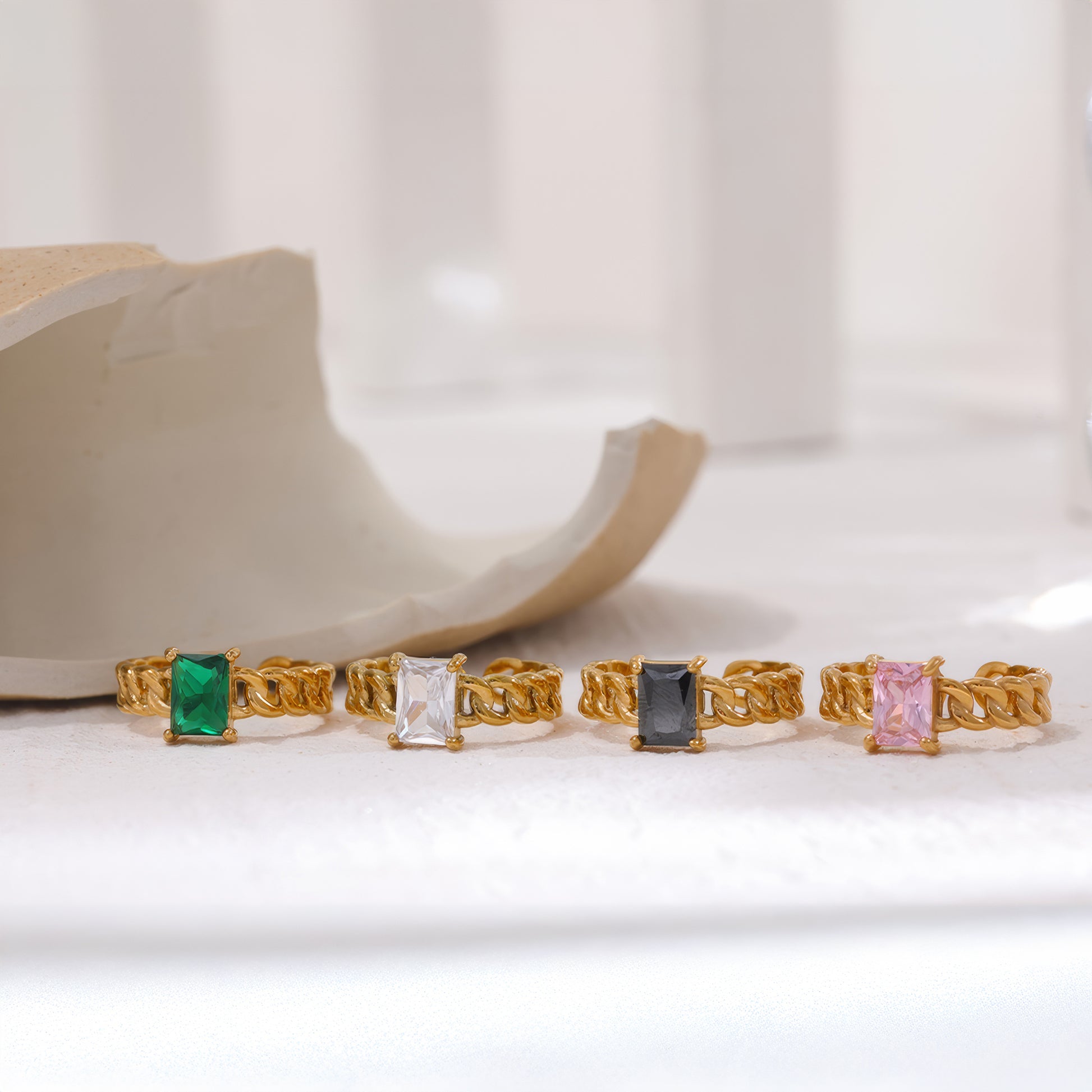 Crystal Chain Ring - Gold - Additional View - Ohh Glam