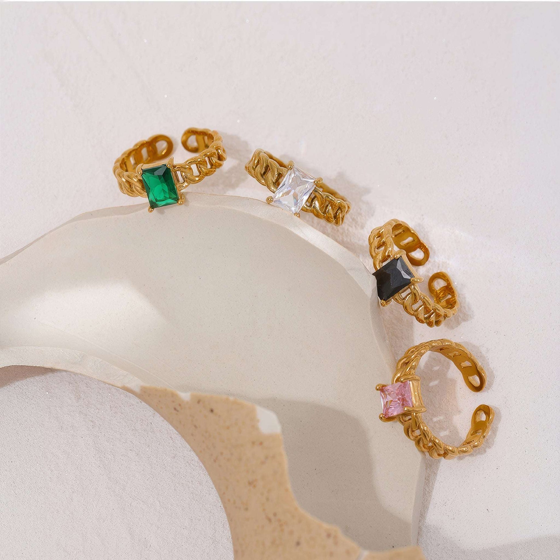 Crystal Chain Ring - Gold - Additional View - Ohh Glam