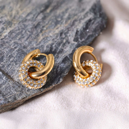 Sparkly Swirl Huggies - Gold - Additional View - Ohh Glam