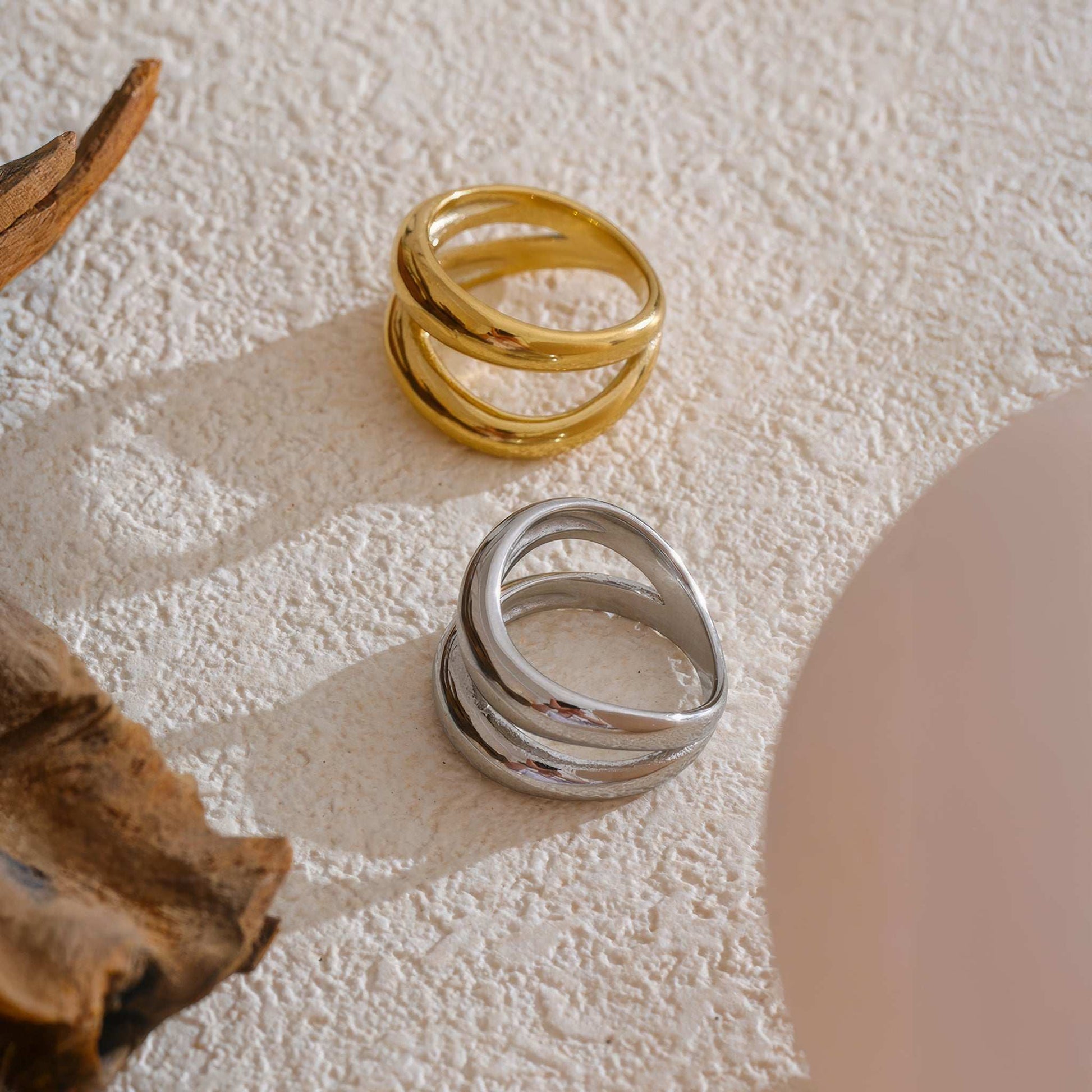 Geometric Spiral Ring - Gold - Back View - Ohh Glam