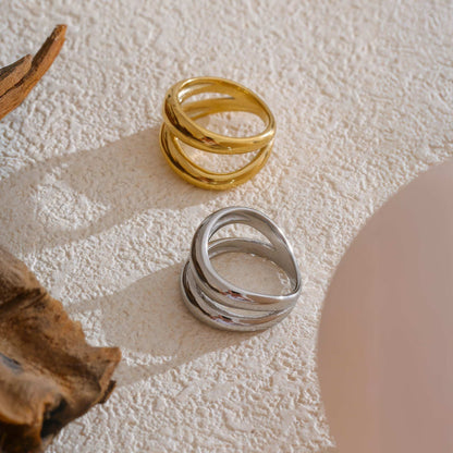 Geometric Spiral Ring - Gold - Back View - Ohh Glam