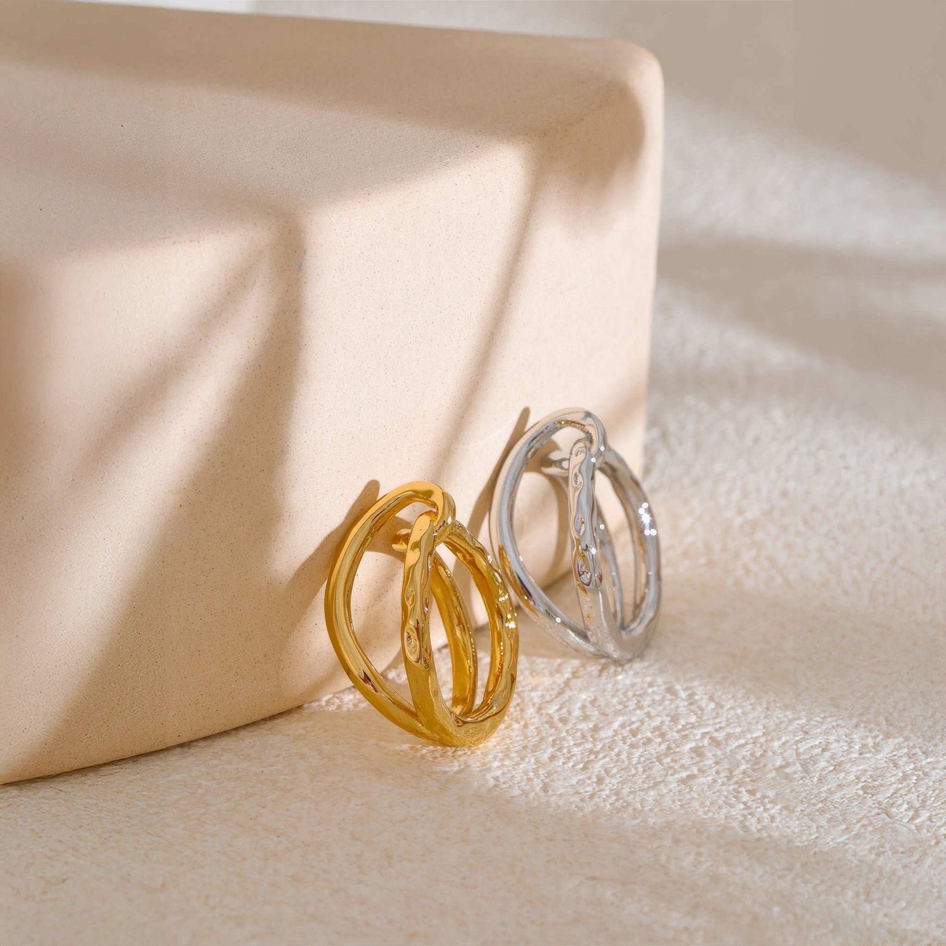 Geometric Wave Ring - Gold - Additional View - Ohh Glam