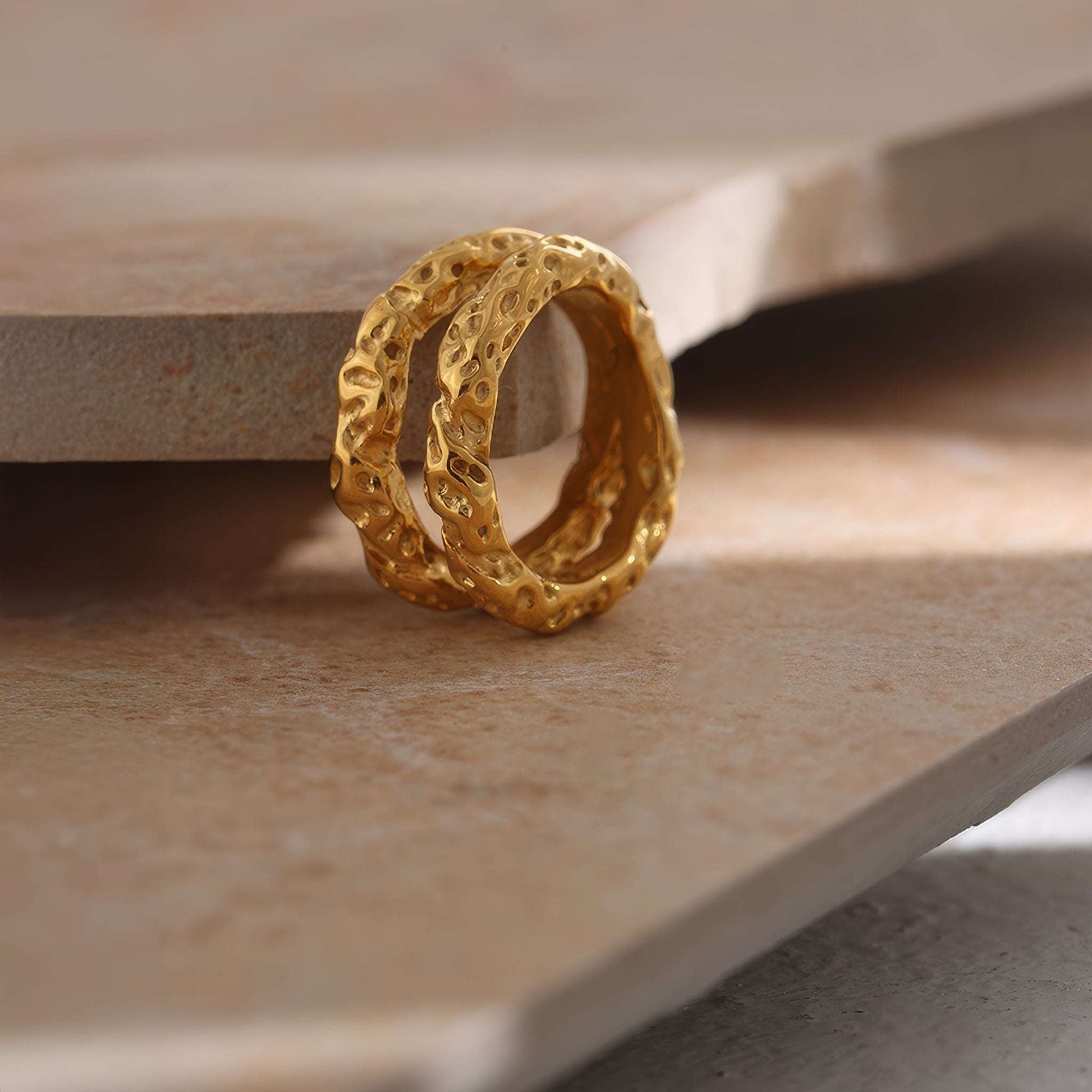 Textured Dome Ring - Gold - Additional View - Ohh Glam