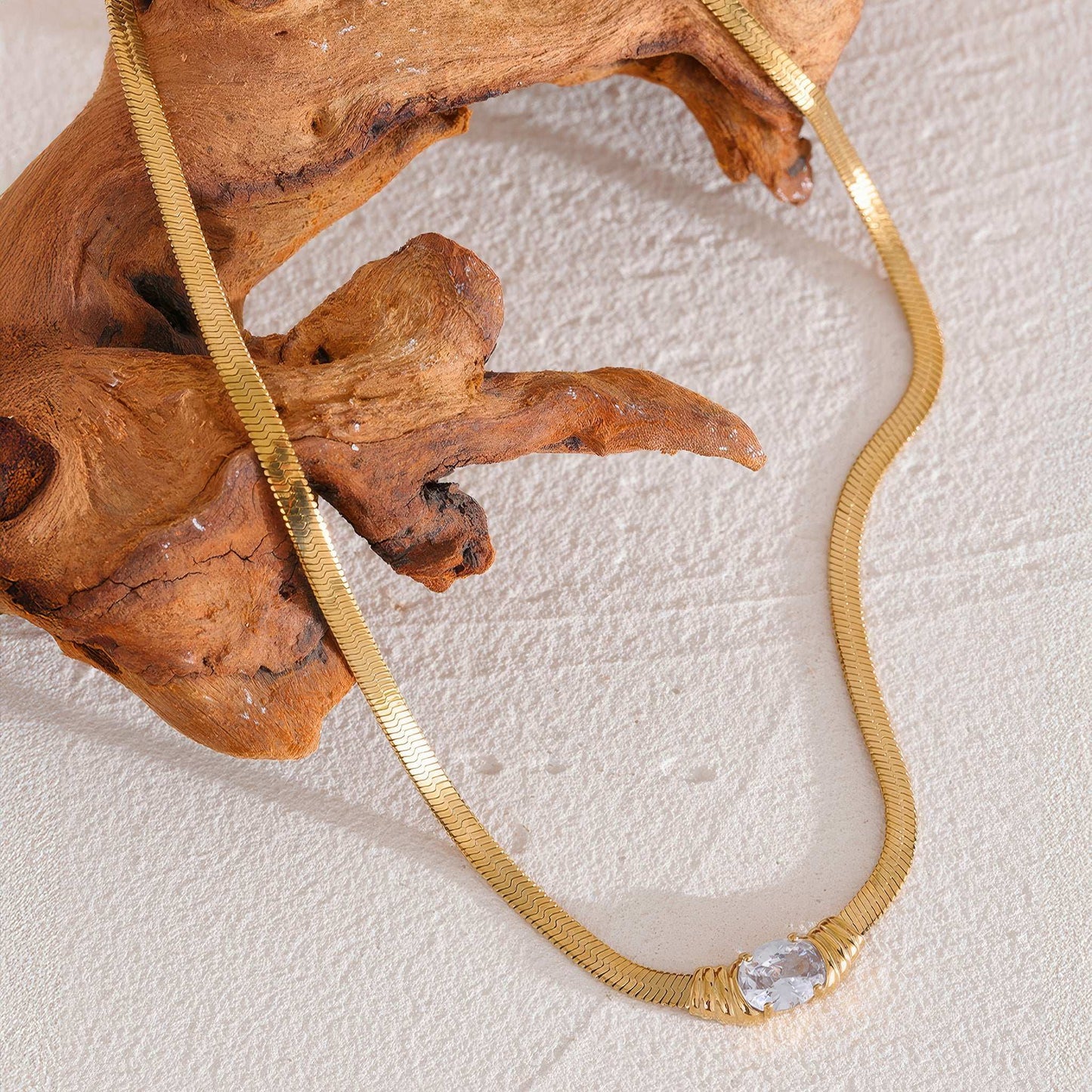 Emerald Snake Chain Necklace - Gold - Additional View - Ohh Glam