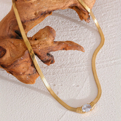 Emerald Snake Chain Necklace - Gold - Additional View - Ohh Glam