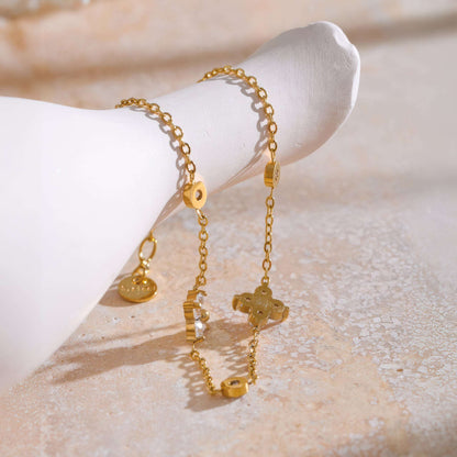 LUNA CZ Flower Chain Bracelet - Gold - Additional View - Ohh Glam