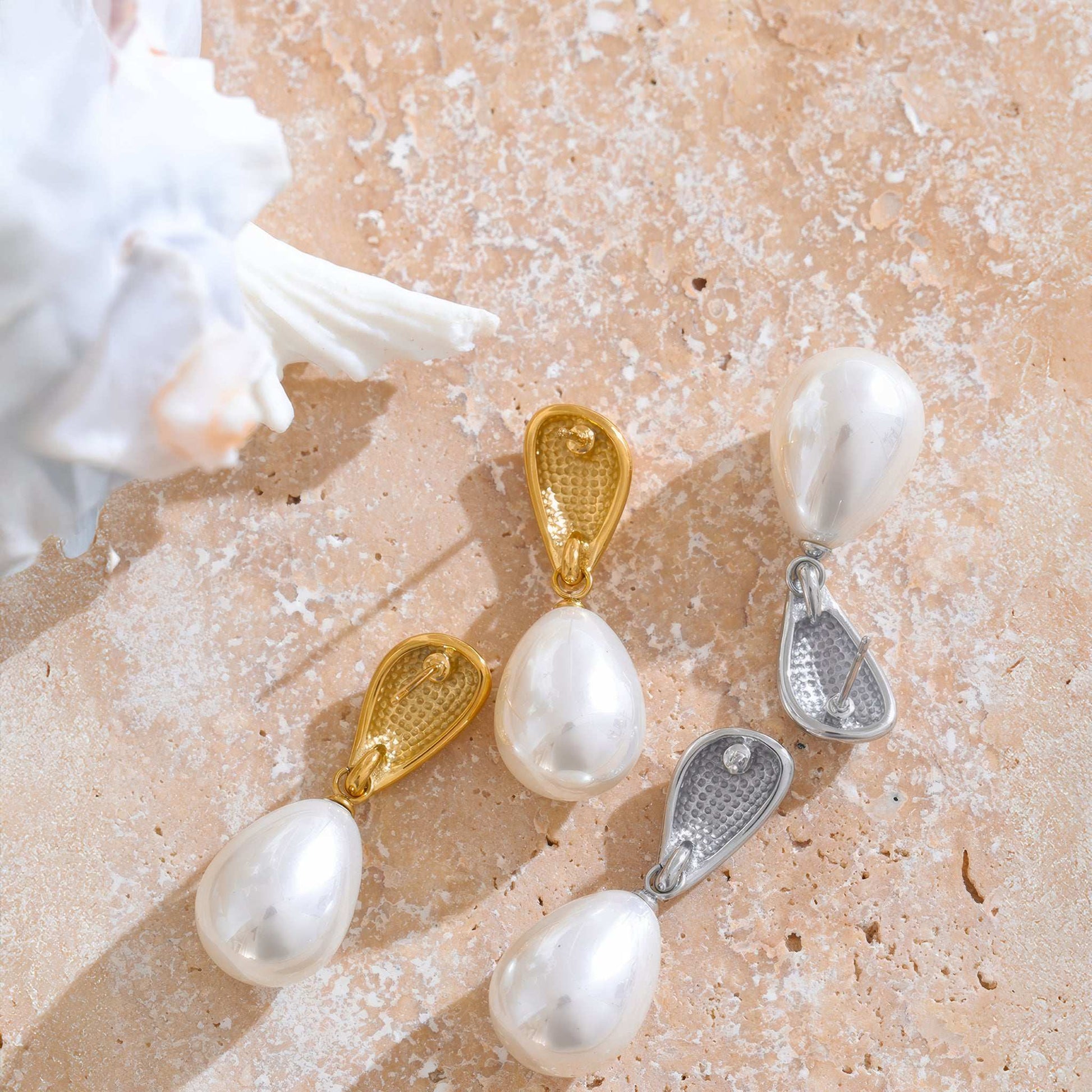 Pearl Teardrop Earrings - Gold - Additional View - Ohh Glam