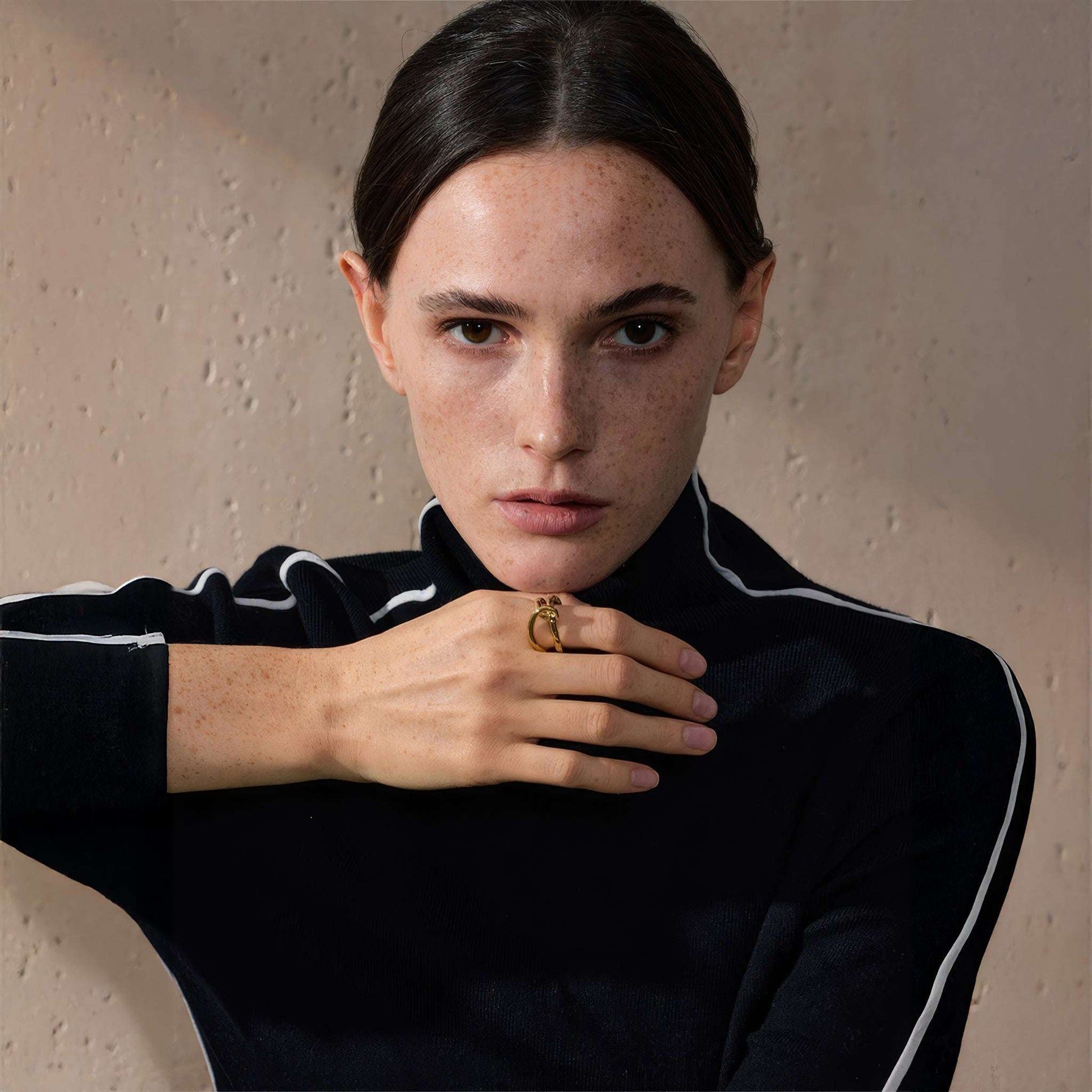 Geometric Wave Ring - Gold - Side View - Ohh Glam