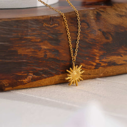Golden Sun Pendant Necklace - Gold - Back View - Ohh Glam